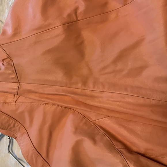 Vintage leather 3/4 circle skirt full peach 80s COMINT Made in Argentina - Picture 6 of 9